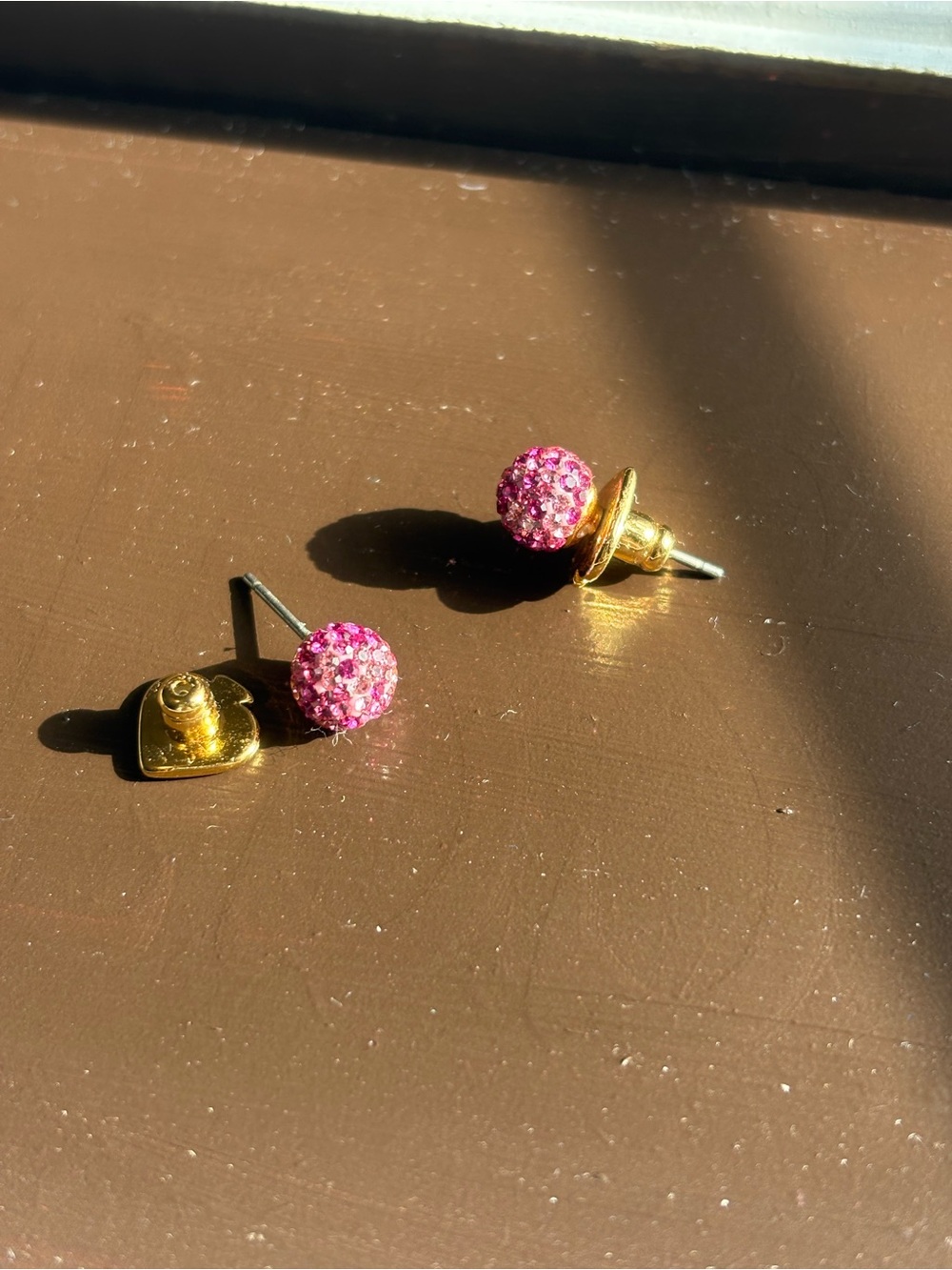 kate spade Pink Crystal Ball Stud Earrings with Gold Backs